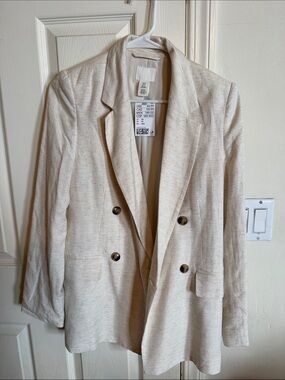 H&M Light Cream Double-Breasted Women's Blazer
